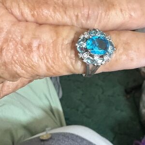 Elegant Blue Gemstone Silver Ring